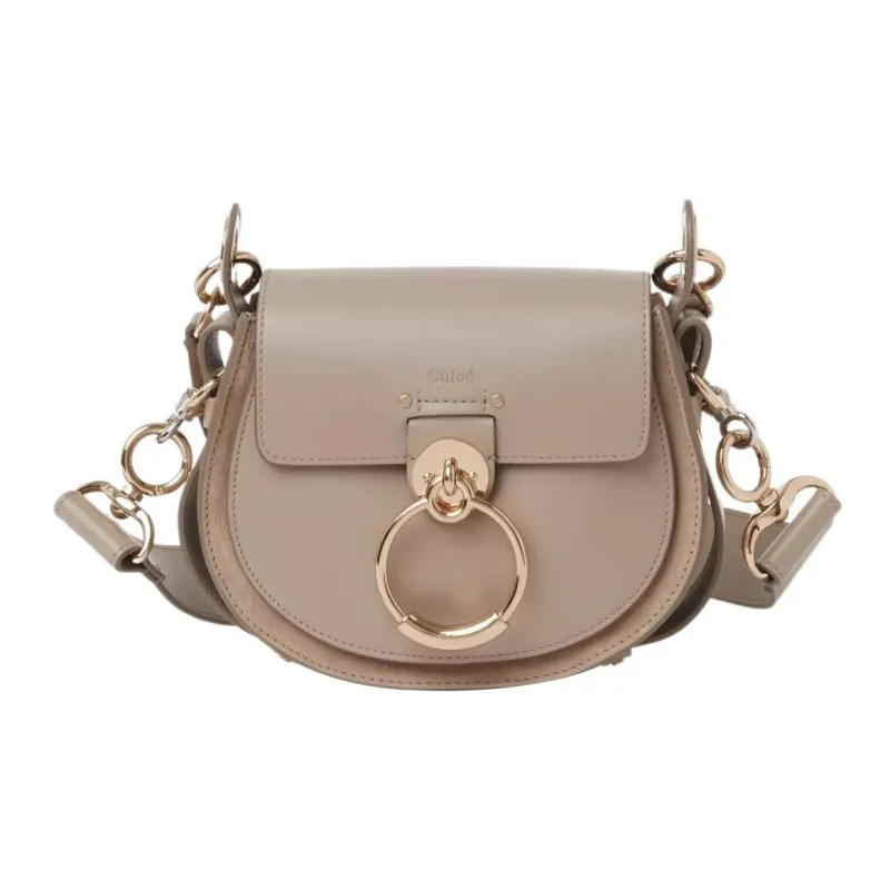 Chloe Tess Calfskin Patchwork Suede Wallet, Handbag, Crossbody Bag, Shoulder Bag Trumpets Women's Gray White-0
