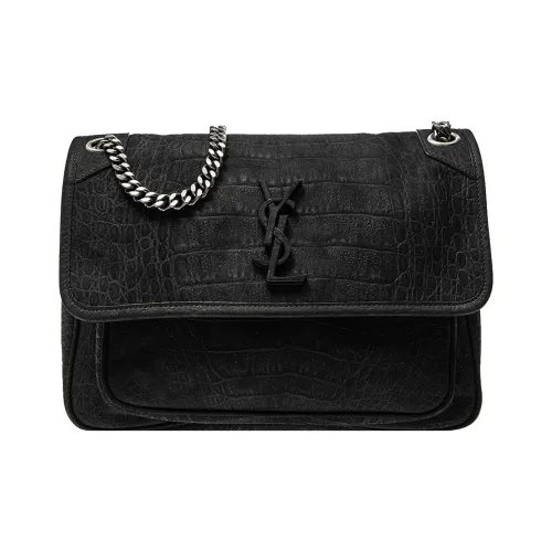 SAINT LAURENT Niki Calfskin Hobo Bag Crossbody Bag Shoulder Bag Medium Size Women's Black