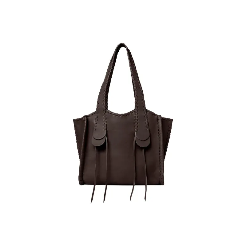 Chloe Mony Calfskin Tote Bag Shopping Bag Shoulder Bag Handbag Medium Size Women's Rich Brown-1