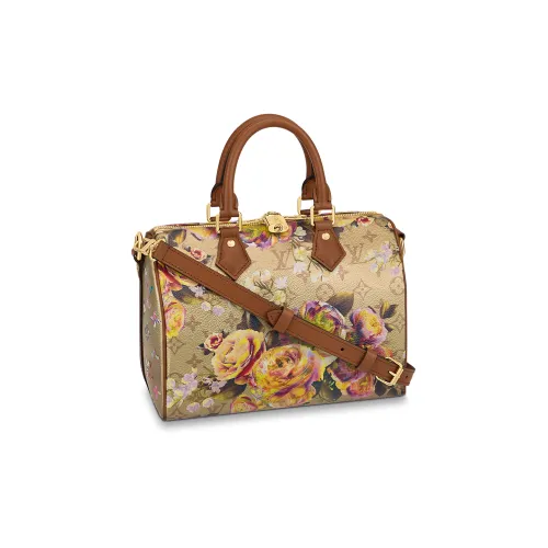 LOUIS VUITTON Speedy Bandouliere 25 Floral Pattern Gold