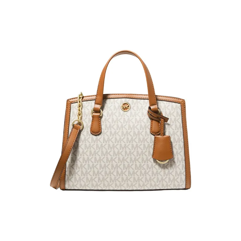 MICHAEL KORS Chantal Artificial Leather Shoulder Bag, Handbag Trumpets Women's Vanilla White/Acorn Brown-0
