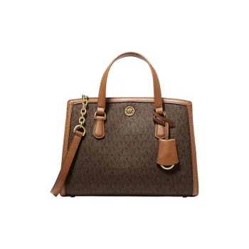 MICHAEL KORS Chantal Artificial Leather Shoulder Bag, Handbag Small Size Women's Dark Brown/Acorn Brown
