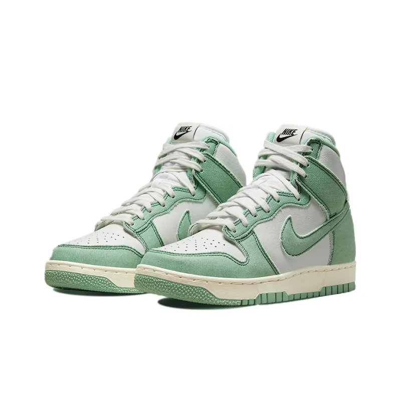 Nike Dunk High 'Green Denim' Anti Slip And Wear Resistant Lightweight High Top Skateboard Shoes Men's White Green Denim-2