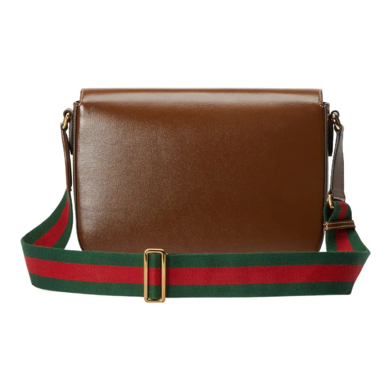 GUCCI Horsebit 1955 Leather Messenger Bag, Crossbody Bag, Shoulder Bag Men's Brown-2