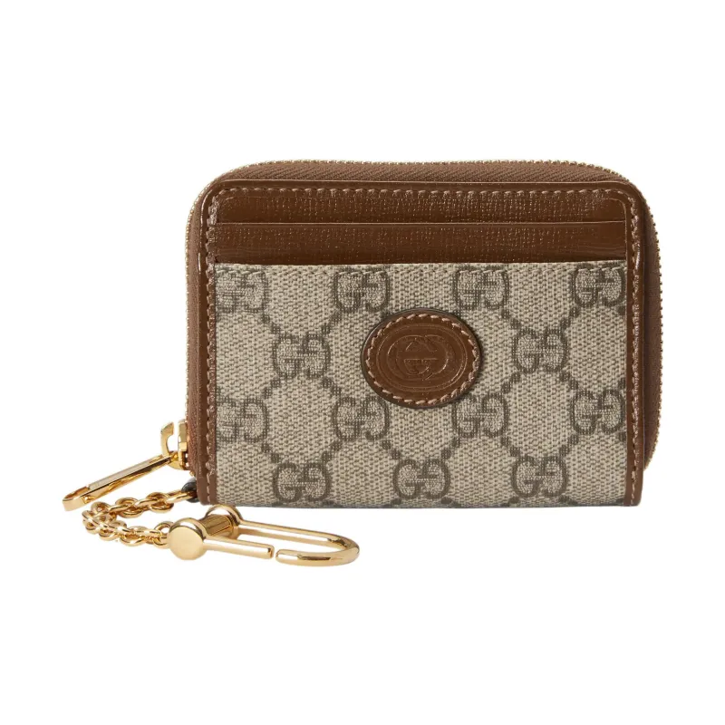 GUCCI Canvas With Leather Trim Wallet Women's Brown/Ebony-0