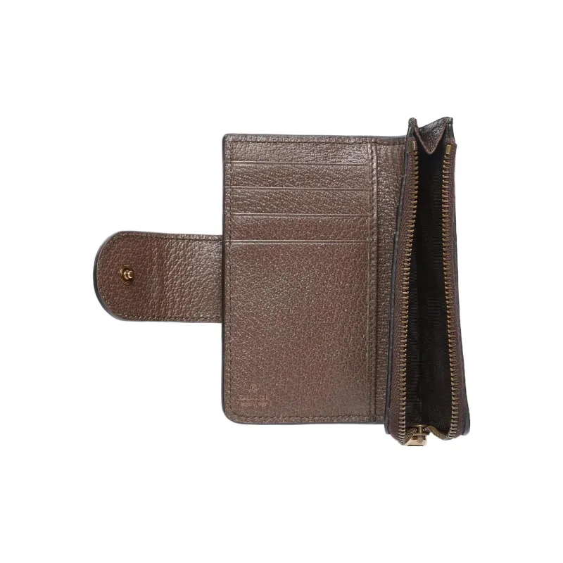 GUCCI Ophidia Canvas With Leather Binding Coin Purse, Card Holder Women's Brown/Ebony-3