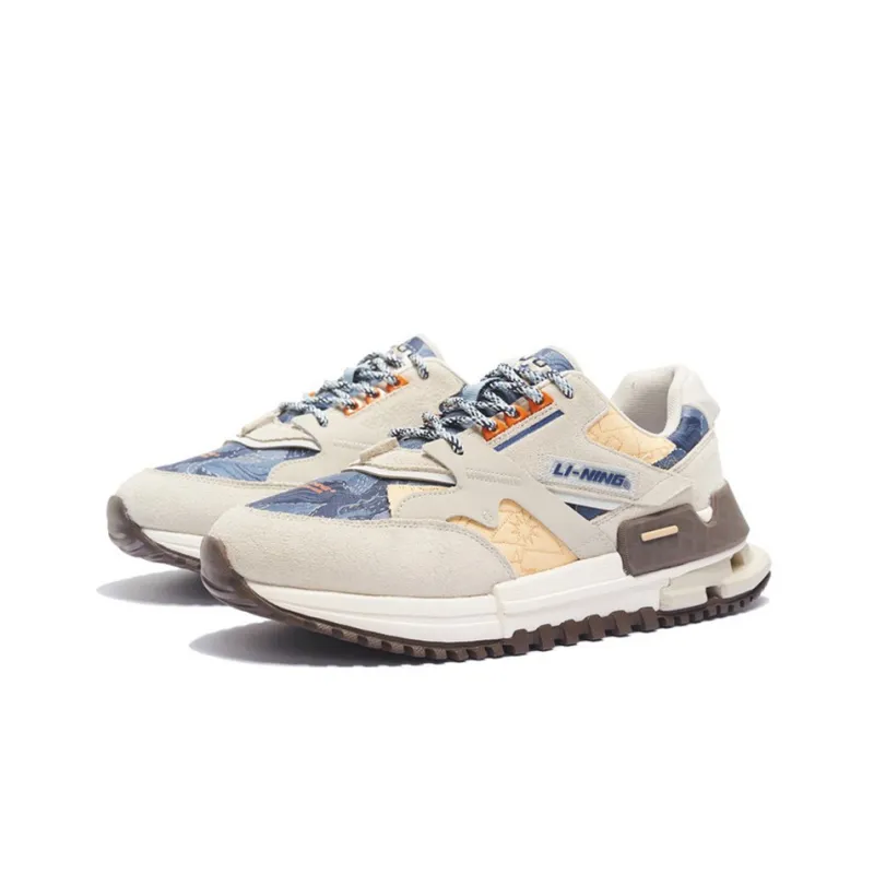 LiNing 001 Ingenuity Cushioning, Slip Resistant, And Abrasion Resistant Low Top Sports Casual Shoes Men's Gray Blue-2