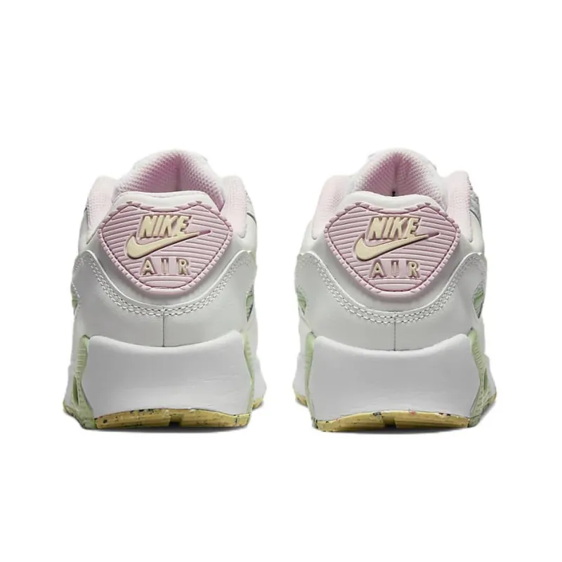 Nike Air Max 90 Cushioning, Slip Resistant, Abrasion Resistant, Breathable Low Top Running Shoes GS White Green-4