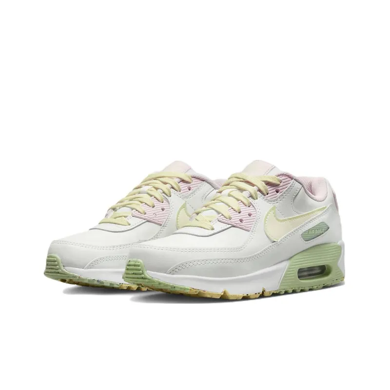 Nike Air Max 90 Cushioning, Slip Resistant, Abrasion Resistant, Breathable Low Top Running Shoes GS White Green-2