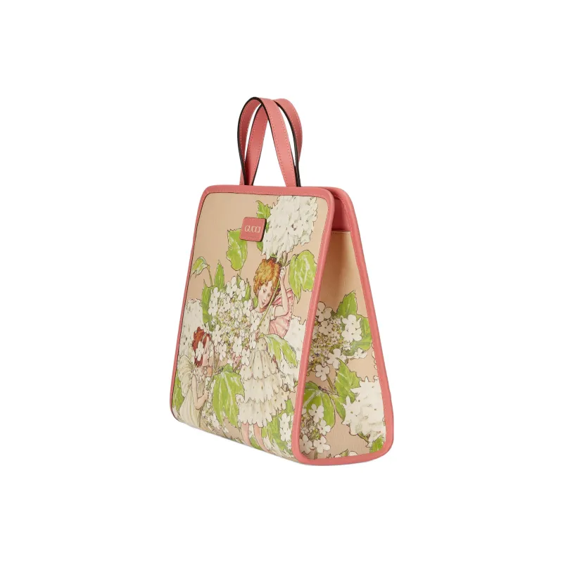 GUCCI Supreme Canvas Leather Trim Tote Bag, Shopping Bag, Handbag Regular Kids' Light Pink-1