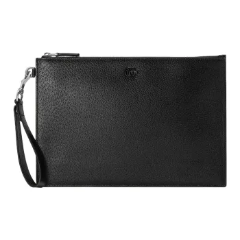 GUCCI Leather Clutch Regular Men's Black