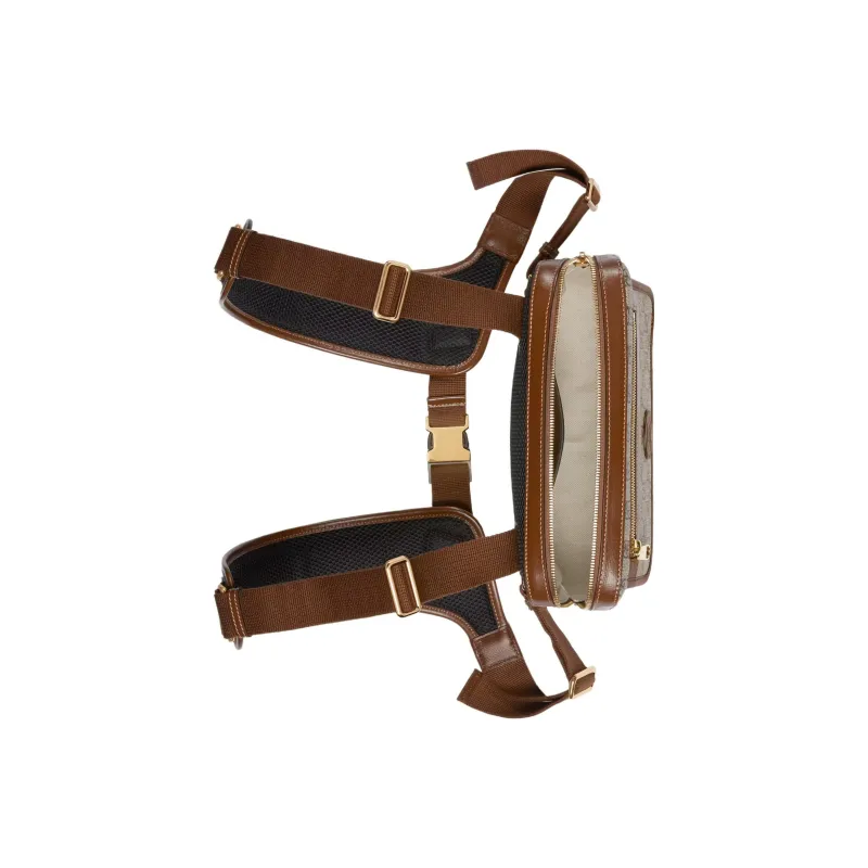 GUCCI Canvas With Leather Backpack Men's Brown/Ebony-6