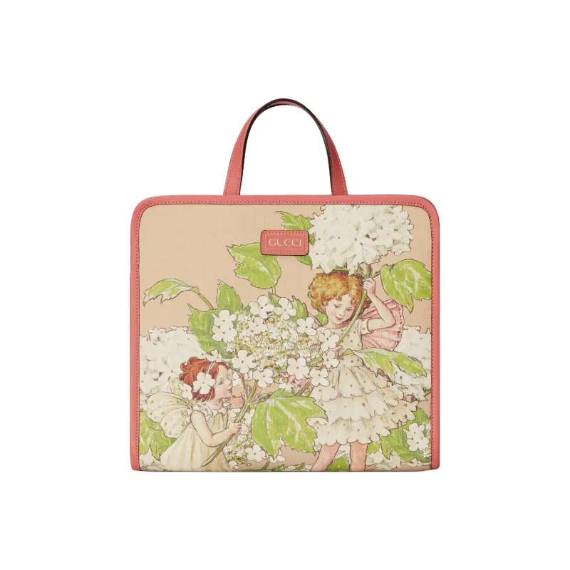 GUCCI Supreme Canvas Leather Trim Tote Bag, Shopping Bag, Handbag Regular Kids' Light Pink-0