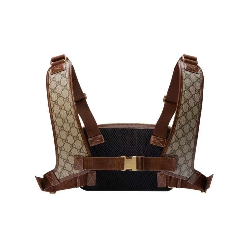 GUCCI Canvas With Leather Backpack Men's Brown/Ebony-3