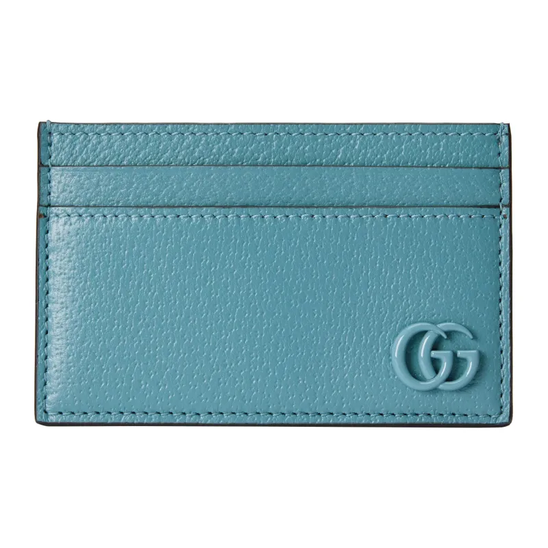 GUCCI GG Marmont Leather Card Holder Regular Men's Light Blue-0