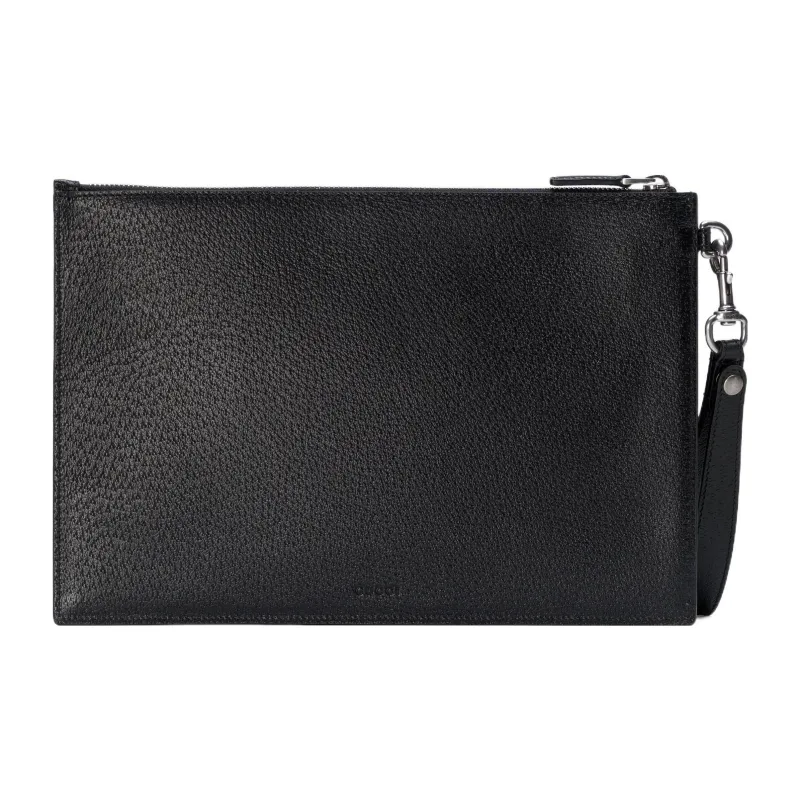 GUCCI Leather Clutch Regular Men's Black-2