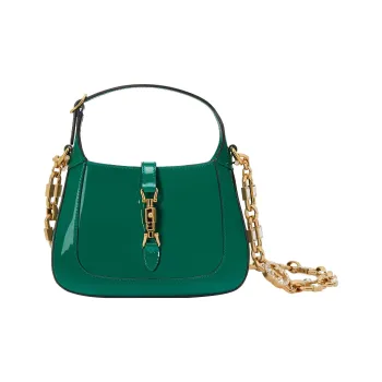 GUCCI Jackie 1961 Patent Leather Crescent Shoulder Bag Shoulder Bag Mini Women's Green