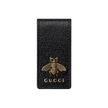 GUCCI Animalier Series Leather Wallet Men's Black