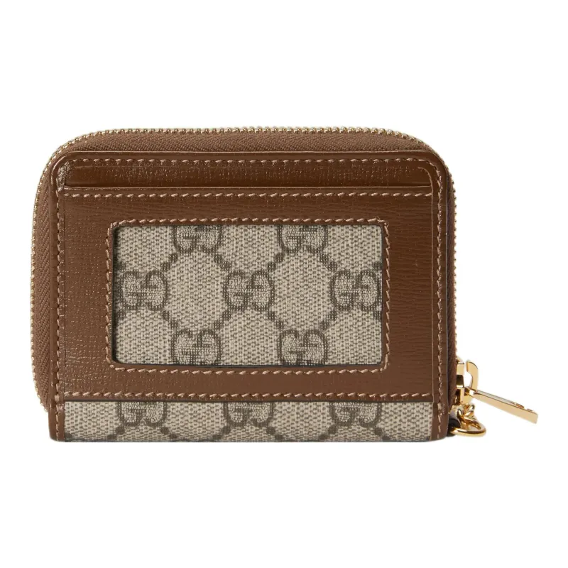 GUCCI Canvas With Leather Trim Wallet Women's Brown/Ebony-2