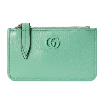 GUCCI Marmont Leather Card Holder Women's Mint Green
