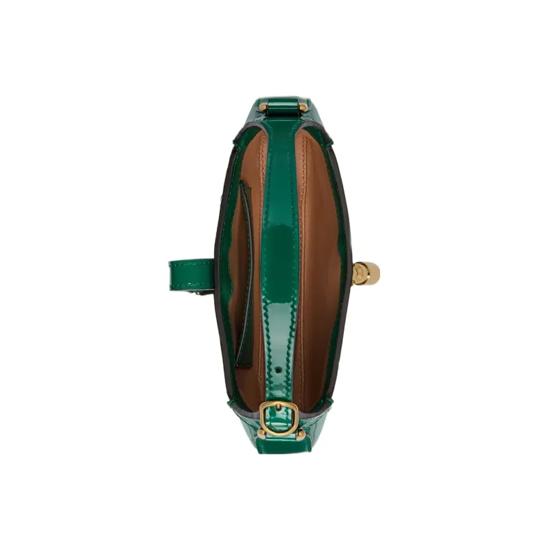 GUCCI Jackie 1961 Patent Leather Crescent Shoulder Bag Shoulder Bag Mini Women's Green-6