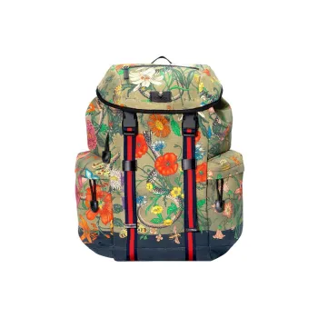 GUCCI Canvas Backpack Regular Men's Brown & Multicolor