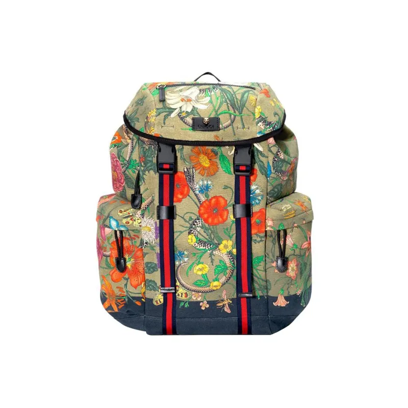 GUCCI Canvas Backpack Regular Men's Brown & Multicolor-0