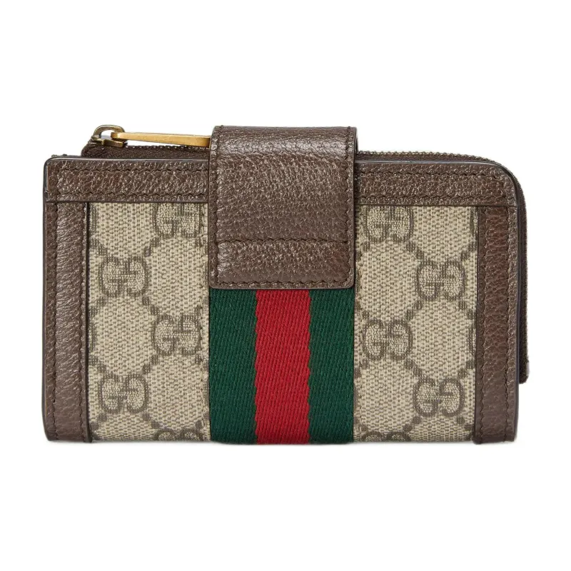 GUCCI Ophidia Canvas With Leather Binding Coin Purse, Card Holder Women's Brown/Ebony-2
