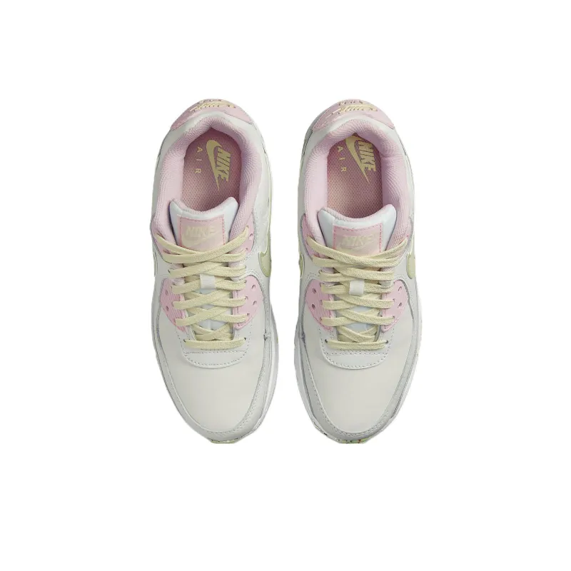 Nike Air Max 90 Cushioning, Slip Resistant, Abrasion Resistant, Breathable Low Top Running Shoes GS White Green-3