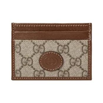 GUCCI Canvas Leather Trim Canvas Bag With Business Card Holder Men's Ebony