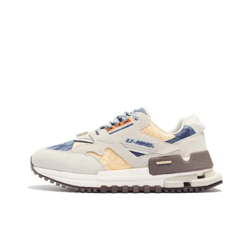 LiNing 001 Ingenuity Cushioning, Slip Resistant, And Abrasion Resistant Low Top Sports Casual Shoes Men's Gray Blue