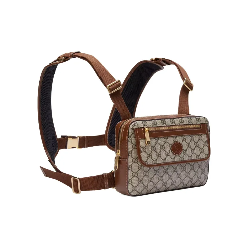 GUCCI Canvas With Leather Backpack Men's Brown/Ebony-1