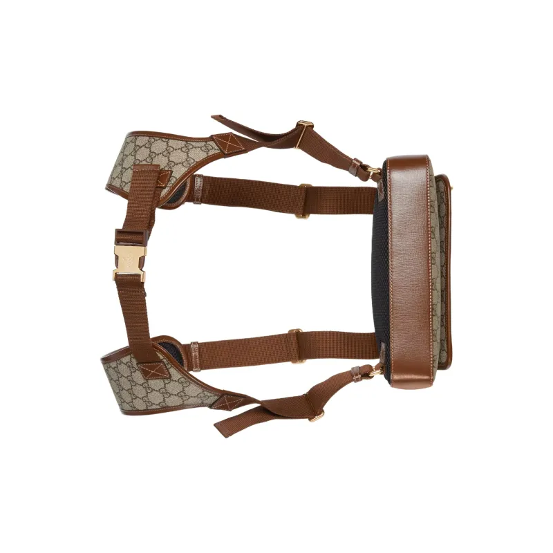 GUCCI Canvas With Leather Backpack Men's Brown/Ebony-4