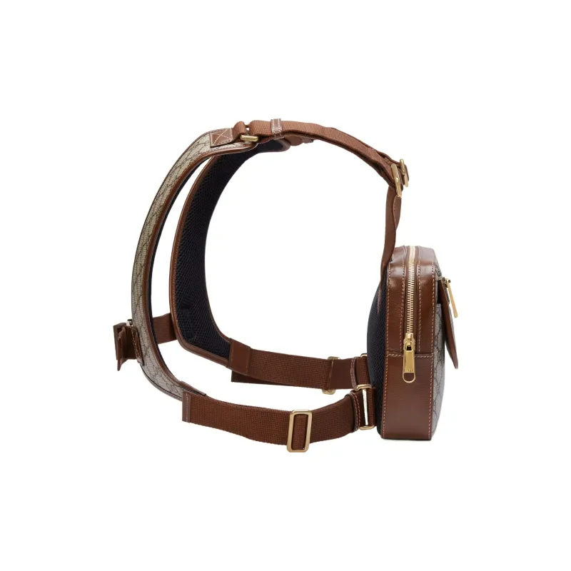 GUCCI Canvas With Leather Backpack Men's Brown/Ebony-2
