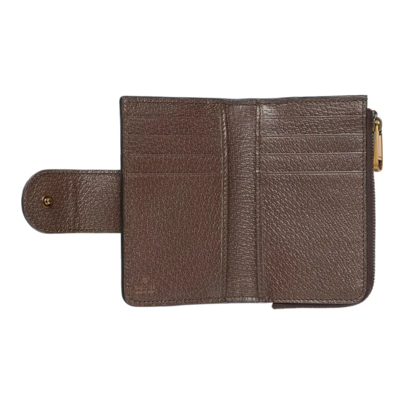 GUCCI Ophidia Canvas With Leather Binding Coin Purse, Card Holder Women's Brown/Ebony-4