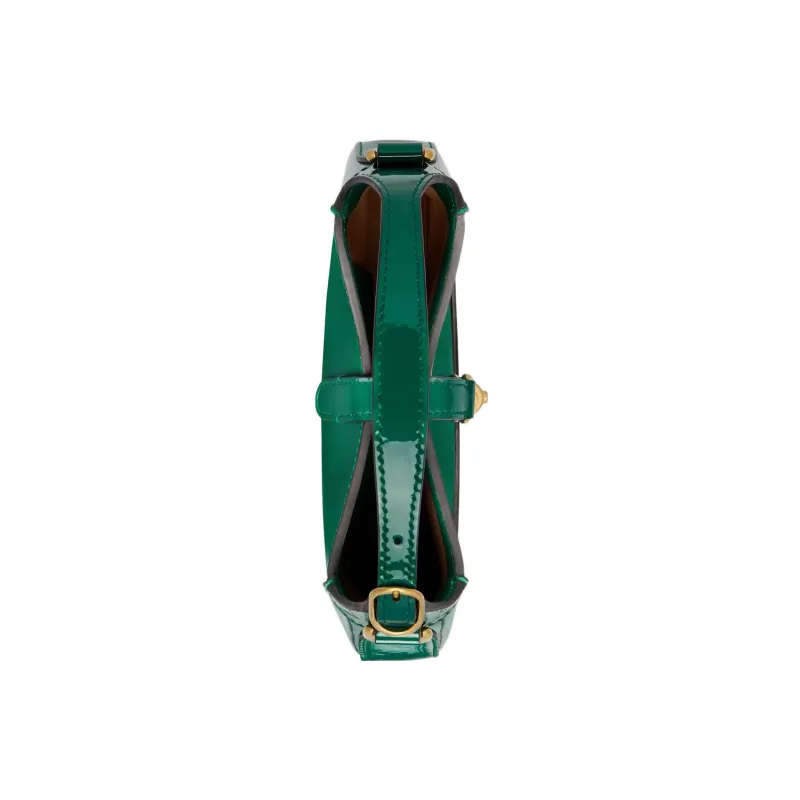 GUCCI Jackie 1961 Patent Leather Crescent Shoulder Bag Shoulder Bag Mini Women's Green-5