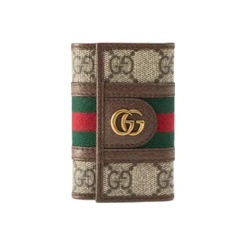 GUCCI Ophidia Canvas Leather Trim Key Pouch Women's