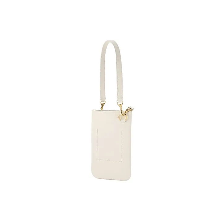 JIL SANDER Lambskin Portable One Shoulder Crossbody Cell Phone Pouch Trumpets Women's White-2