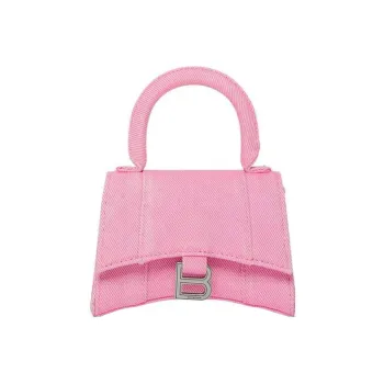 Balenciaga Hourglass Washable Denim Shoulder Bag Crossbody Bag Handbag Mini Women's Pink