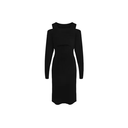 Bosieagender Long-Sleeved Dresses Women's Black