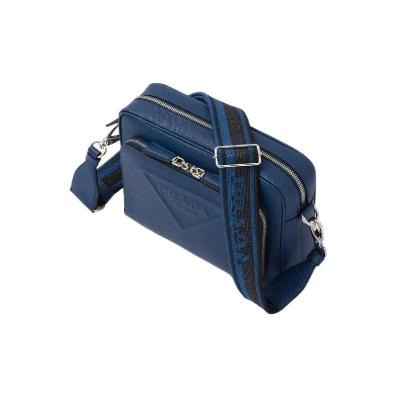 PRADA Saffiano Leather Messenger Bag Crossbody Bag Shoulder Bag Men's Dark Purple Blue-2