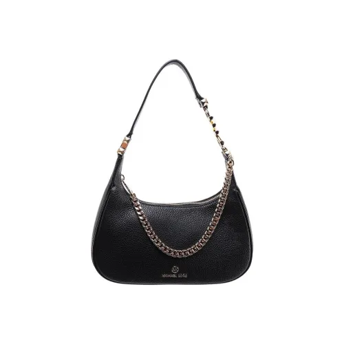 Michael Kors Leather Shoulder Bag With Metal Logo Black