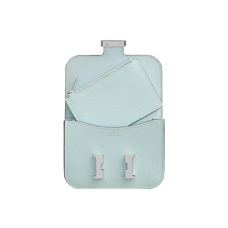 HERMES Constance Slim Epsom Calfskin Clutch Fanny Pack Wallet Women's T0 Bleu Brume Haze Blue-2