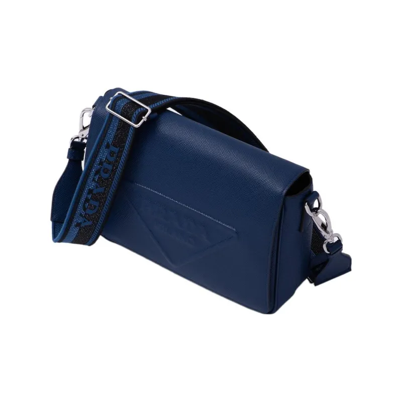 PRADA Saffiano Leather Messenger Bag Crossbody Bag Shoulder Bag Men's Dark Purple Blue-2