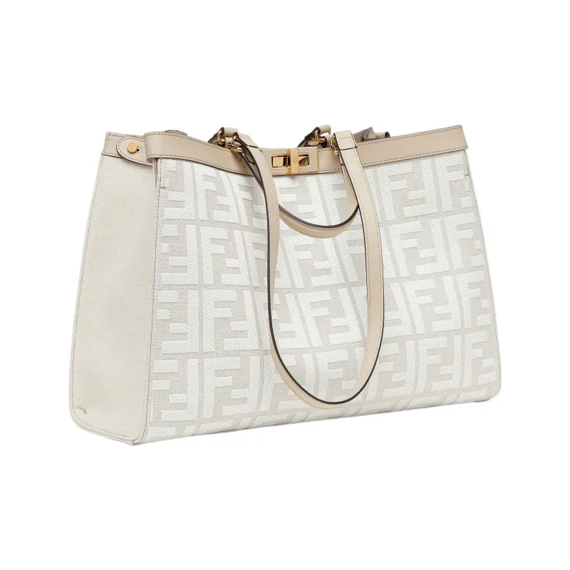 FENDI Canvas Totes Shopping Bags Handbags Regular Women's White-1