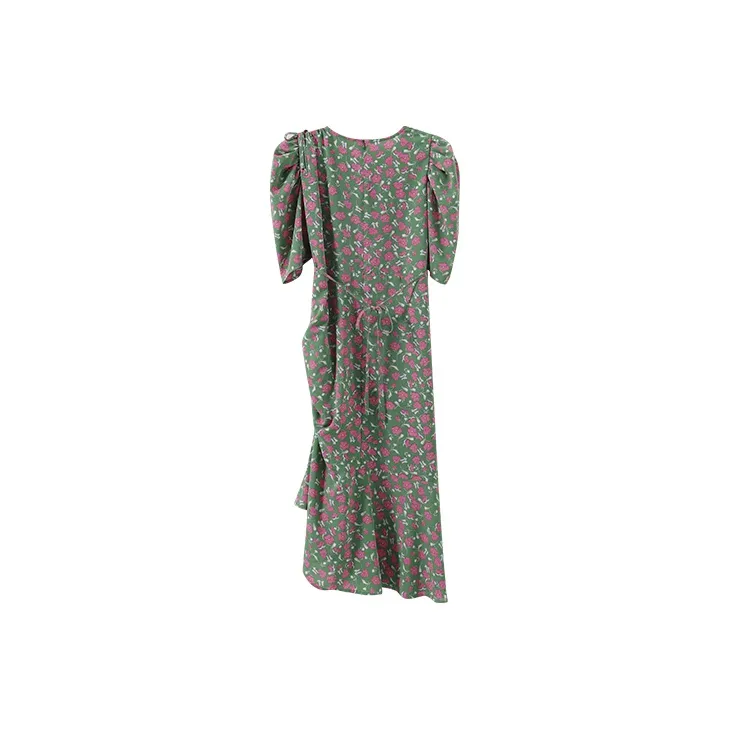 YUMOMO STAR Short Sleeved Dresses Women's Aqua Green Floral-1