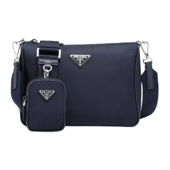 PRADA Fabric, Saffiano Leather Messenger Bag, Crossbody Bag, Shoulder Bag Men's Blue