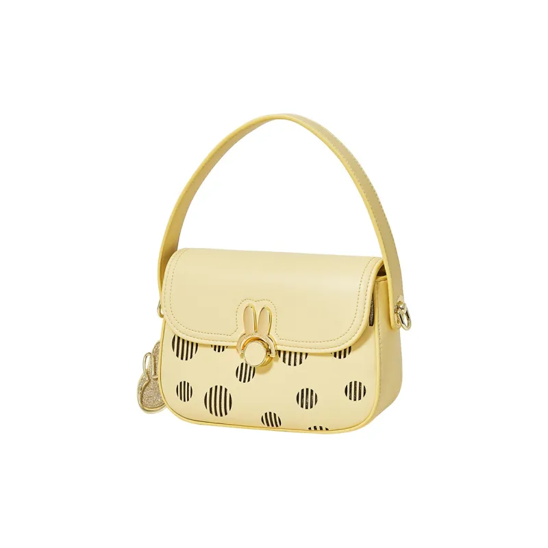 Miffy PU Tofu Bag Handbag, Shoulder Bag, Crossbody Bag Regular Women's Ecru/Yellow-7