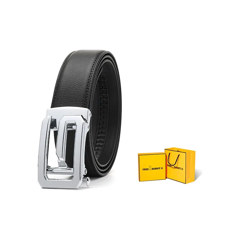 FREE RABBITⅡ Men's G Letter Automatic Buckle Cow Leather Belt Men's Width 3.5CM-0