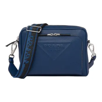 PRADA Saffiano Leather Messenger Bag Crossbody Bag Shoulder Bag Men's Dark Purple Blue